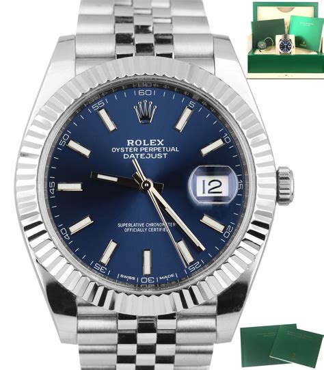 rolex datejust 41mm blue face fluted|rolex datejust 41 price uk.